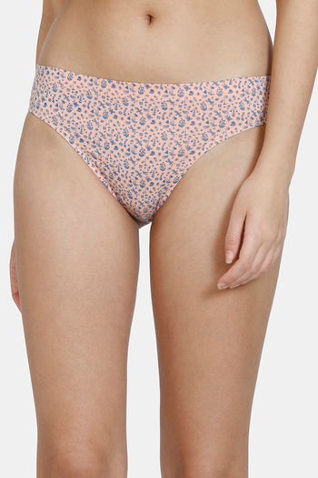 model image of Zivame Mid Rise Cotton Cheeky Panty - Gardenprint Peach Pearl