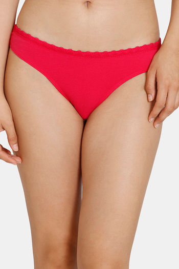 model image of Zivame Low Rise Zero Coverage Thong - Rose Red