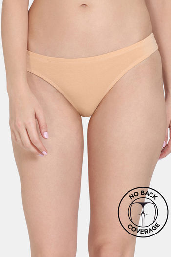model image of Zivame Low Rise Zero Coverage Thong - Toasted Almond