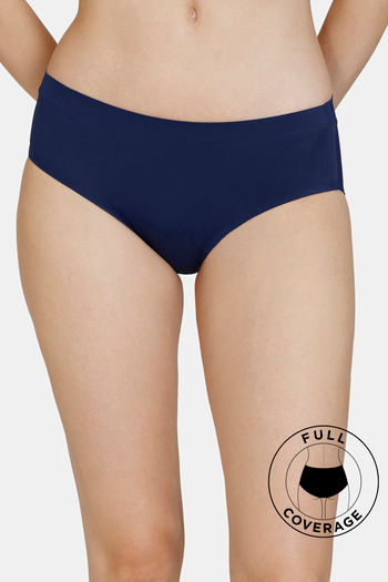 model image of Zivame Low Rise Full Coverage No Visible Panty Line Hipster - Black Iris