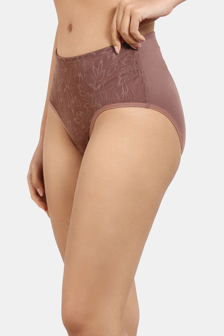 Zivame Lace Medium Rise Full Coverage Hipster Panty - Nutmeg — image 3