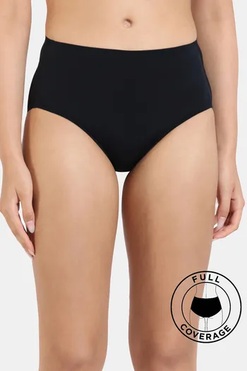 model image of Zivame Medium Rise Full Coverage No Visible Panty Line Hipster  - Black Beauty