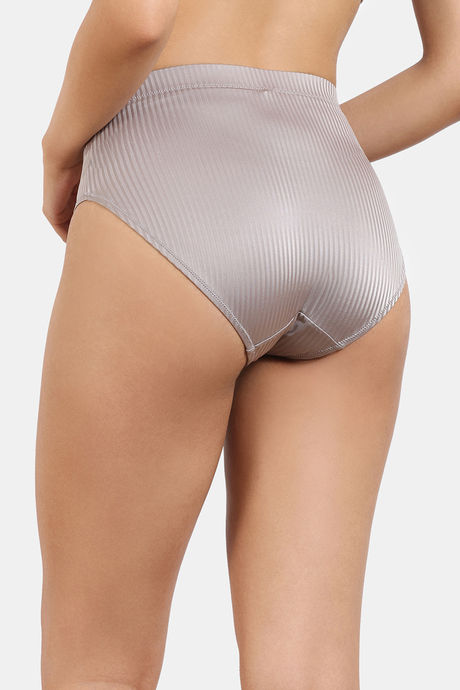 Zivame Striped Jacquard Medium Rise Full Coverage Hipster Panty  - Zinc — image 2