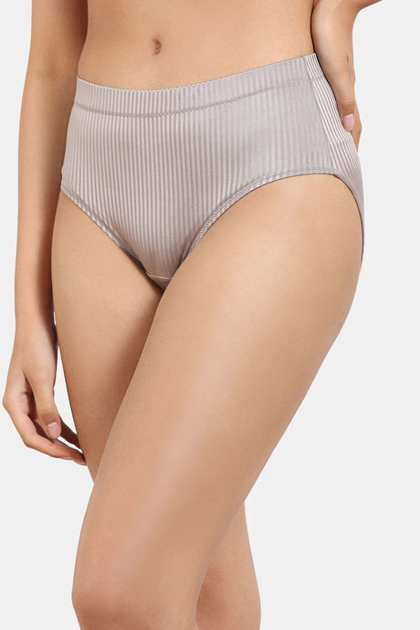 Zivame Striped Jacquard Medium Rise Full Coverage Hipster Panty  - Zinc — image 3