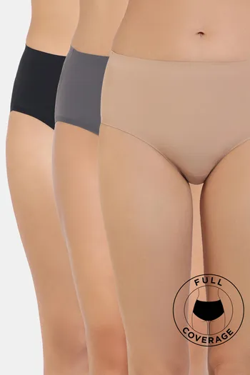 model image of Zivame Medium Rise Full Coverage No Visible Panty Line Hipster (Pack of 3) - Multicolor