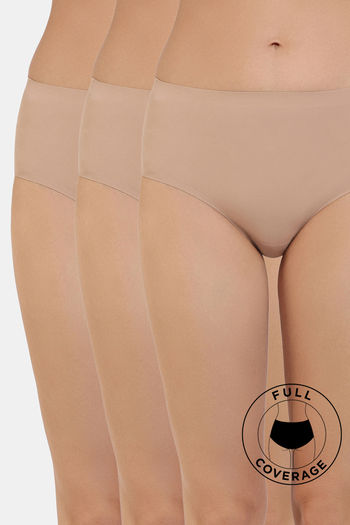 model image of Zivame Medium Rise Full Coverage No Visible Panty Line Hipster (Pack of 3) - Roebuck