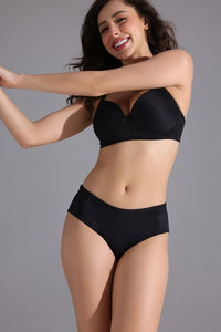 Zivame Shimmering Secrets Regular Rise Full Coverage Hipster Panty - Black — thumbnail 2