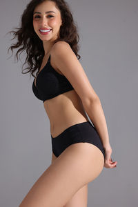 Zivame Shimmering Secrets Regular Rise Full Coverage Hipster Panty - Black — thumbnail 3