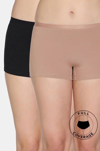 model image of Zivame Medium Rise Full Coverage Boyshorts (Pack of 2) - Multicolor