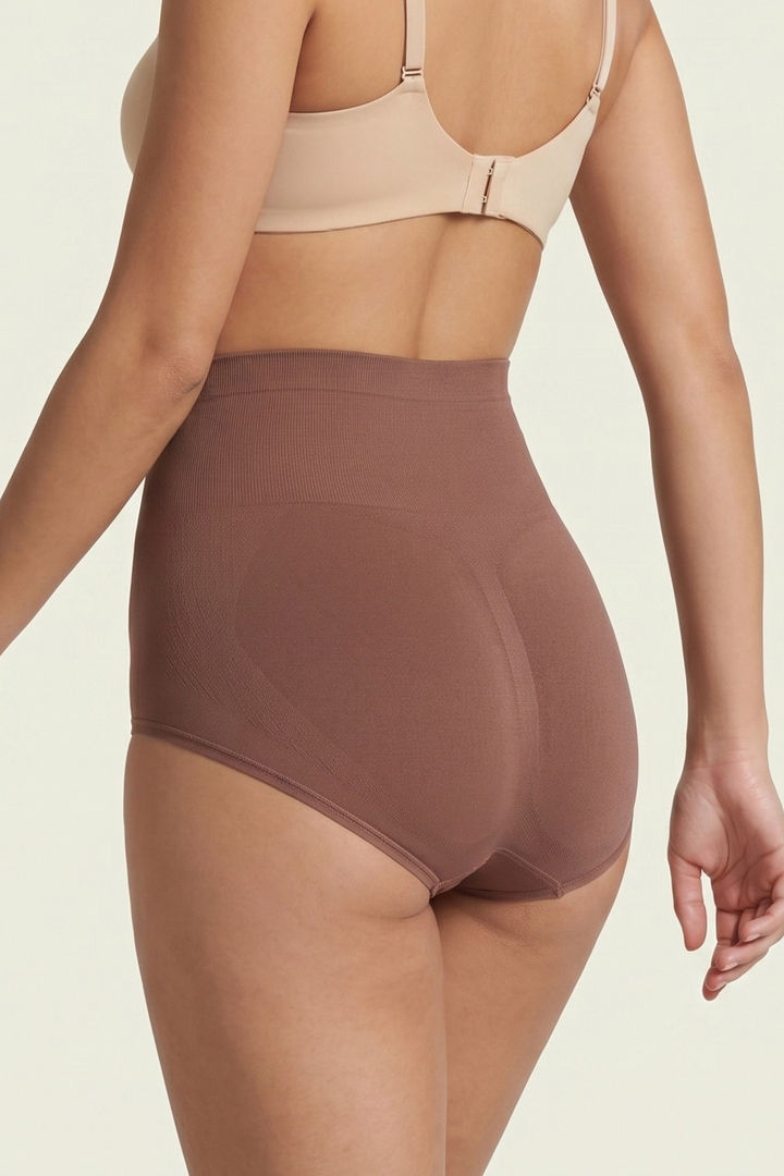 Zivame High Rise Full Coverage Tummy Tucker Hipster Panty - Nutmeg — image 3