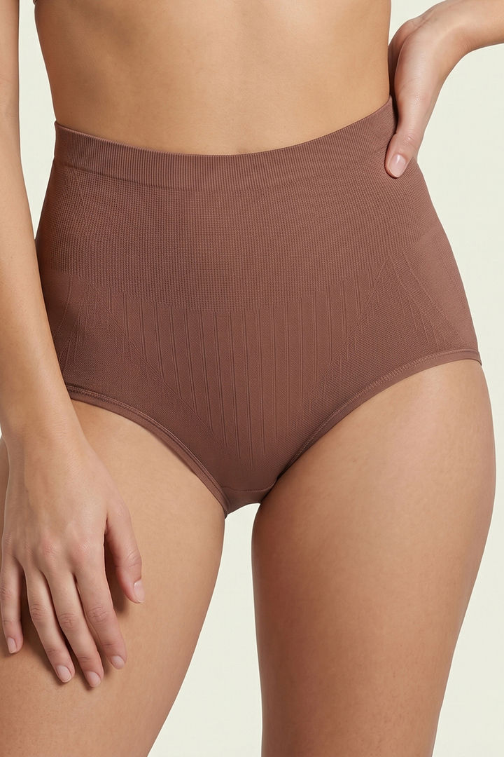 Zivame High Rise Full Coverage Tummy Tucker Hipster Panty - Nutmeg — image 4