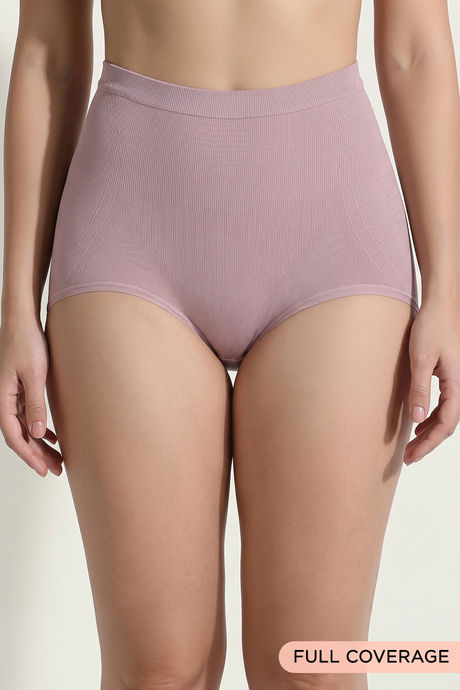 Zivame High Rise Full Coverage Tummy Tucker Hipster Panty - Wood rose