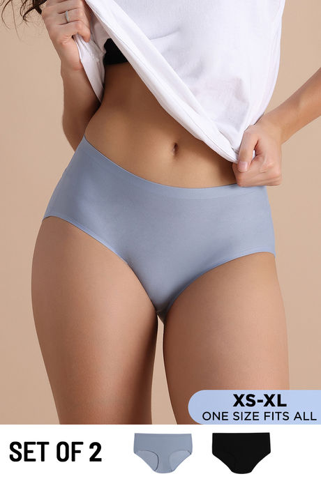 model image of Zivame Full Coverage Flexi Fit Hipster Panty (Pack of 2) - Multicolor
