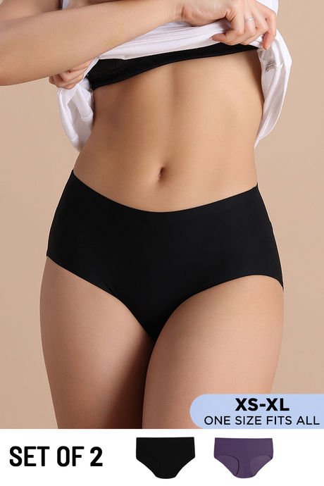 model image of Zivame Full Coverage Flexi Fit Hipster Panty (Pack of 2) - Multicolor