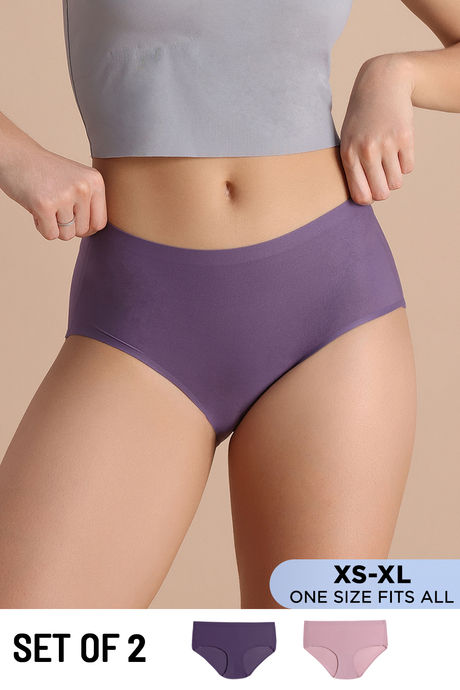model image of Zivame Full Coverage Flexi Fit Hipster Panty (Pack of 2) - Multicolor