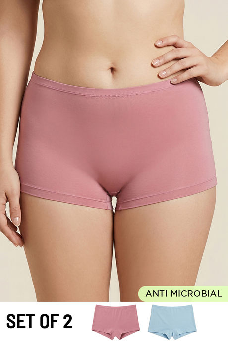 model image of Zivame Medium Rise Full Coverage Boyshort (Pack of 2) - Multicolor