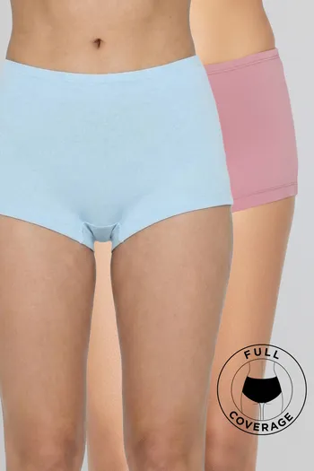 model image of Zivame Medium Rise Full Coverage Boyshort (Pack of 2) - Multicolor