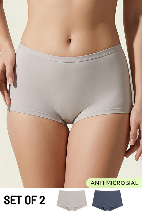 model image of Zivame Medium Rise Full Coverage Boyshort (Pack of 2) - Multicolor
