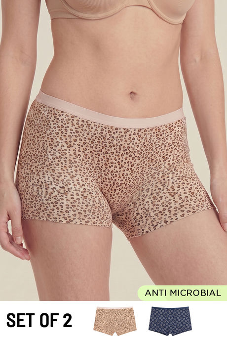 model image of Zivame Medium Rise Full Coverage Boyshort (Pack of 2) - Multicolor