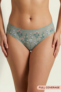 Zivame Wild Rose Low Rise Full Coverage Hipster Panty - Green — thumbnail 1