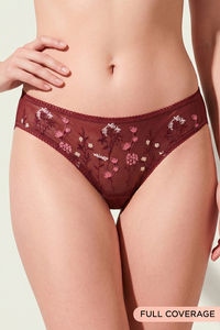 Zivame Wild Rose Low Rise Full Coverage Hipster Panty - Maroon — thumbnail 1