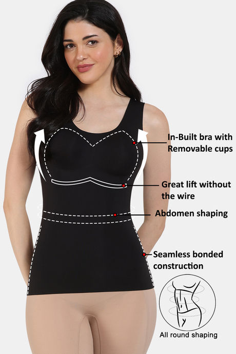 Zivame All Day Miracle Shaping Tank With Removable Padding - Black — image 2