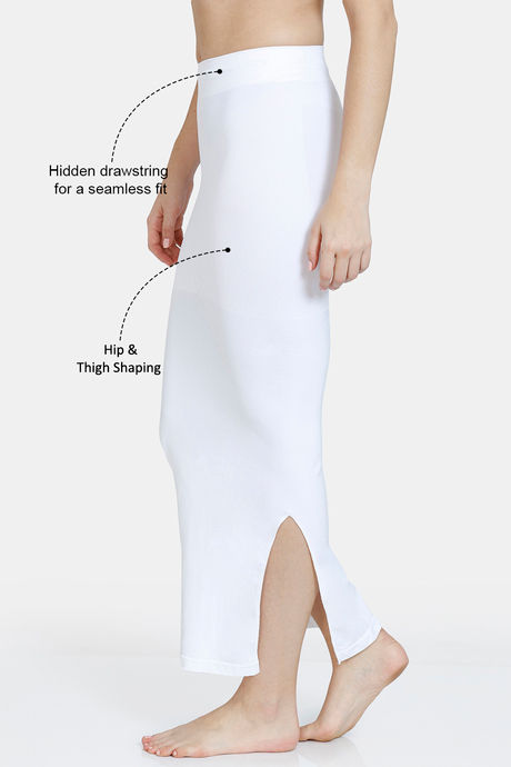 Zivame All Day Seamless Mermaid Saree Shapewear With Removable Drawcord - White — image 3