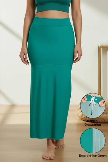 Zivame All Day Flared Mermaid Reversible Saree Shapewear - Emerald N Ice Green