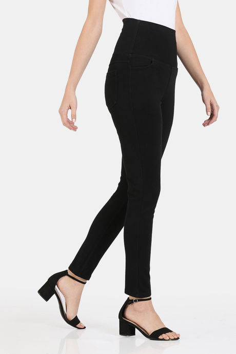 Zivame All Day Medium Control Shaping Denim Pants - Black — image 2