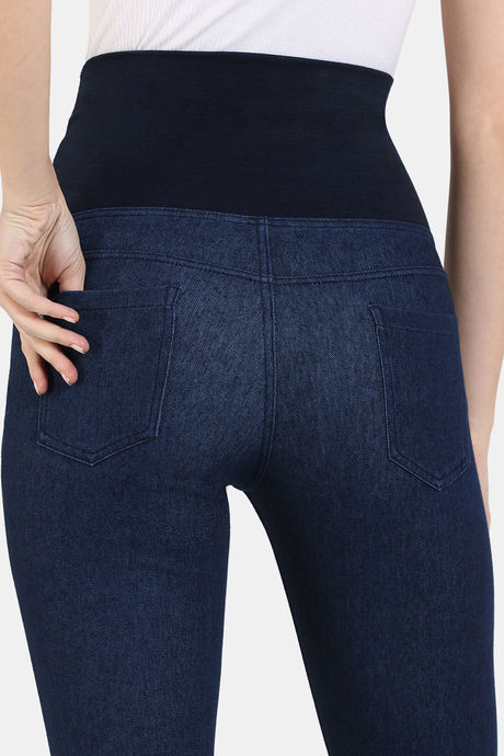 Zivame All Day Medium Control Shaping Denim Pants - Blue — image 6