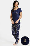 Zivame Must Haves Knit Cotton Pyjama Set - Navy — thumbnail 1