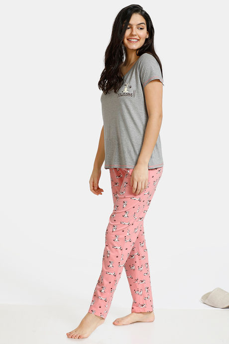 Zivame Must Haves Knit Cotton Pyjama Set - Pink — image 2