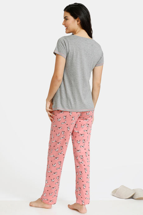 Zivame Must Haves Knit Cotton Pyjama Set - Pink — image 3