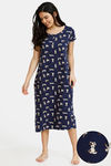 Zivame Must Haves Cotton Mid Length Nightdress - Navy — thumbnail 1