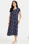 Zivame Must Haves Cotton Mid Length Nightdress - Navy — thumbnail 2