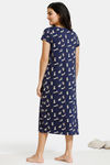 Zivame Must Haves Cotton Mid Length Nightdress - Navy — thumbnail 3