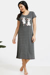 Zivame Must Haves Knit Cotton Blend Mid Length Nightdress - Grey — thumbnail 1