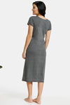 Zivame Must Haves Knit Cotton Blend Mid Length Nightdress - Grey — thumbnail 3