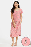 Zivame Must Haves Cotton Mid Length Nightdress - Pink — thumbnail 1