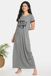 Zivame Must Haves Knit Cotton Full Length Nightdress - Dk Grey — thumbnail 1