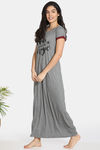 Zivame Must Haves Knit Cotton Full Length Nightdress - Dk Grey — thumbnail 2