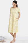 Zivame Must Haves Knit Cotton Mid Length Nightdress - Yellow — thumbnail 2