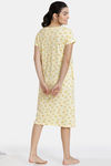 Zivame Must Haves Knit Cotton Mid Length Nightdress - Yellow — thumbnail 3