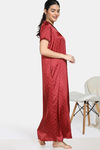 Zivame Plum Sangria Woven Full Length Nightdress - Brown — thumbnail 2