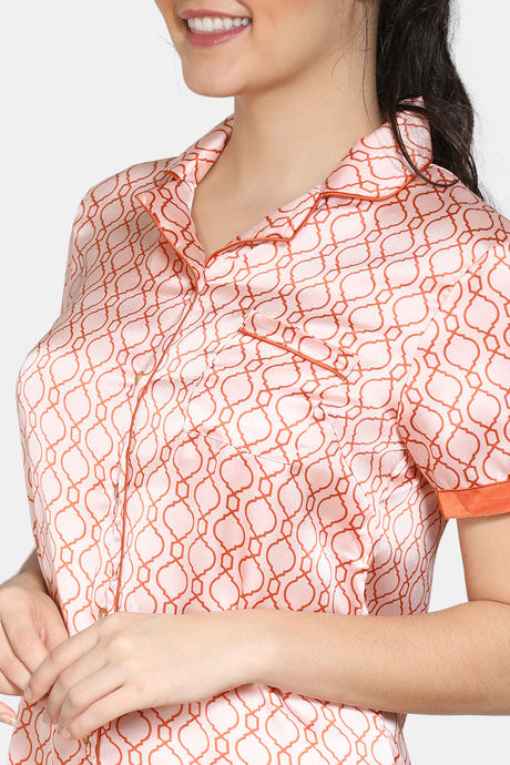 Zivame Plum Sangria Satin Pyjama Set - Peach — image 4