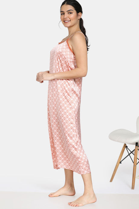 Zivame Plum Sangria Satin Mid Length Nightdress - Peach — image 2