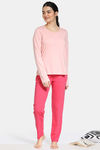 Zivame Summer Blush Knit Cotton Blend Pyjama Set - Peach — thumbnail 1