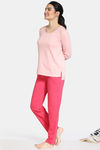 Zivame Summer Blush Knit Cotton Blend Pyjama Set - Peach — thumbnail 2