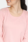 Zivame Summer Blush Knit Cotton Blend Pyjama Set - Peach — thumbnail 4