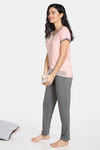 Zivame Summer Blush Knit Cotton Blend Pyjama Set - Peach — thumbnail 2